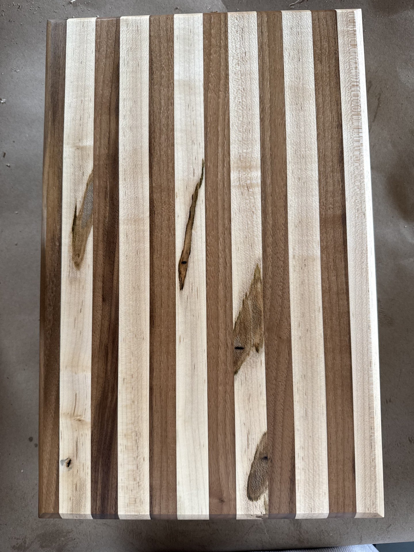 Handcrafted Edge Grain Cutting Board – Ambrosia Maple & Walnut
