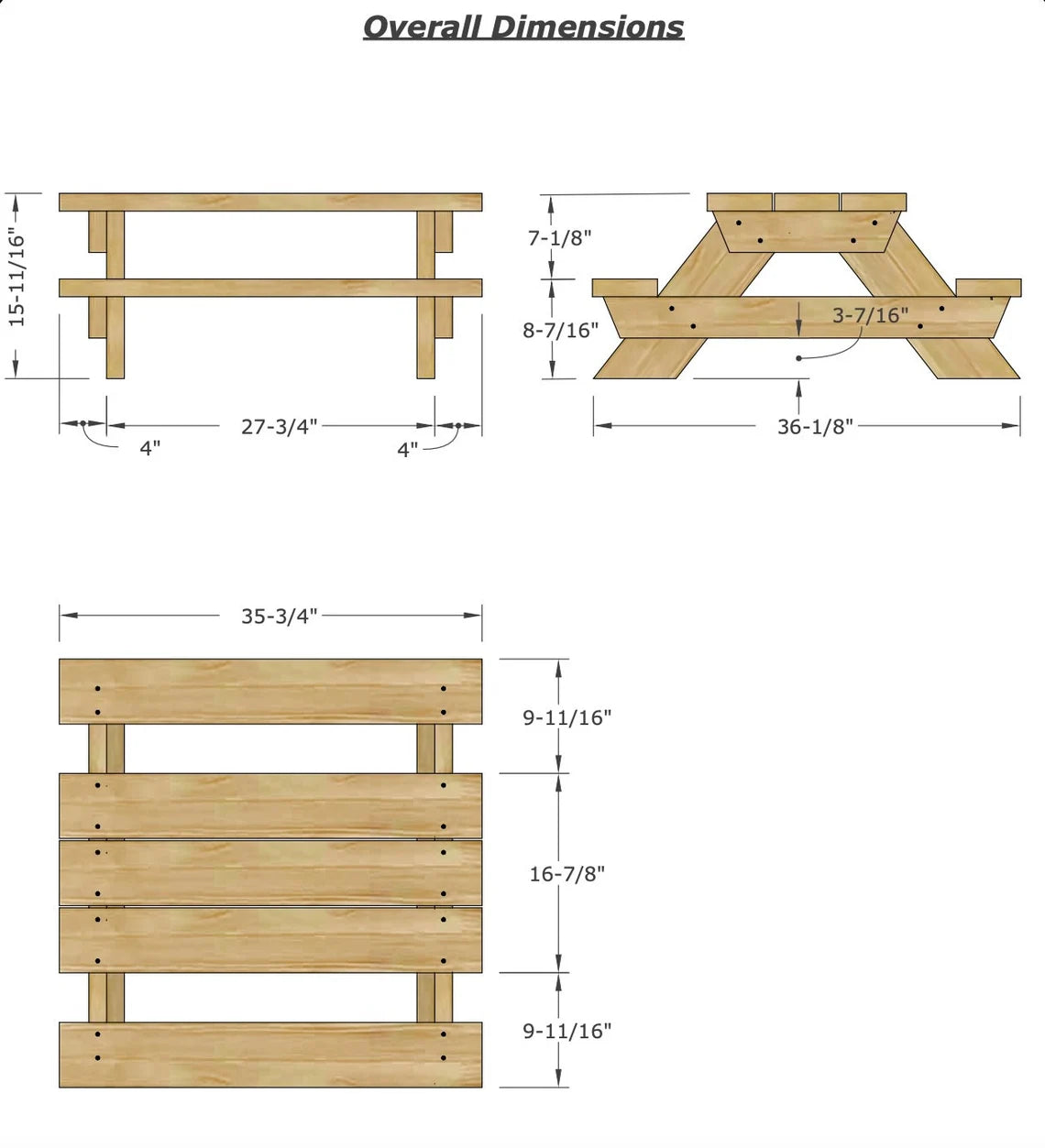 Toddler Wooden Picnic Table