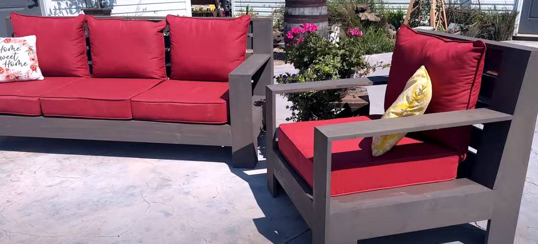 Wooden Patio Sofa and Chair Set (Cushions NOT Included)