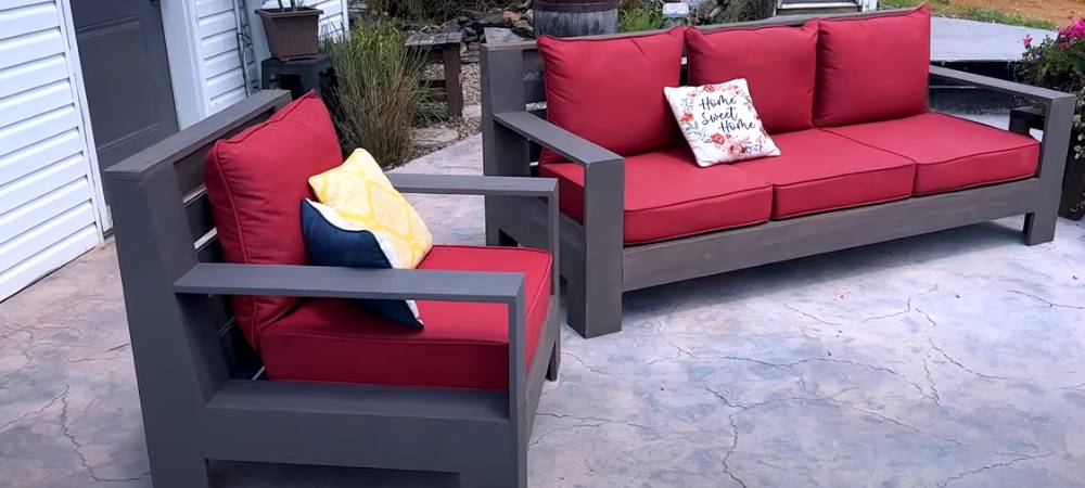 Wooden Patio Sofa and Chair Set (Cushions NOT Included)