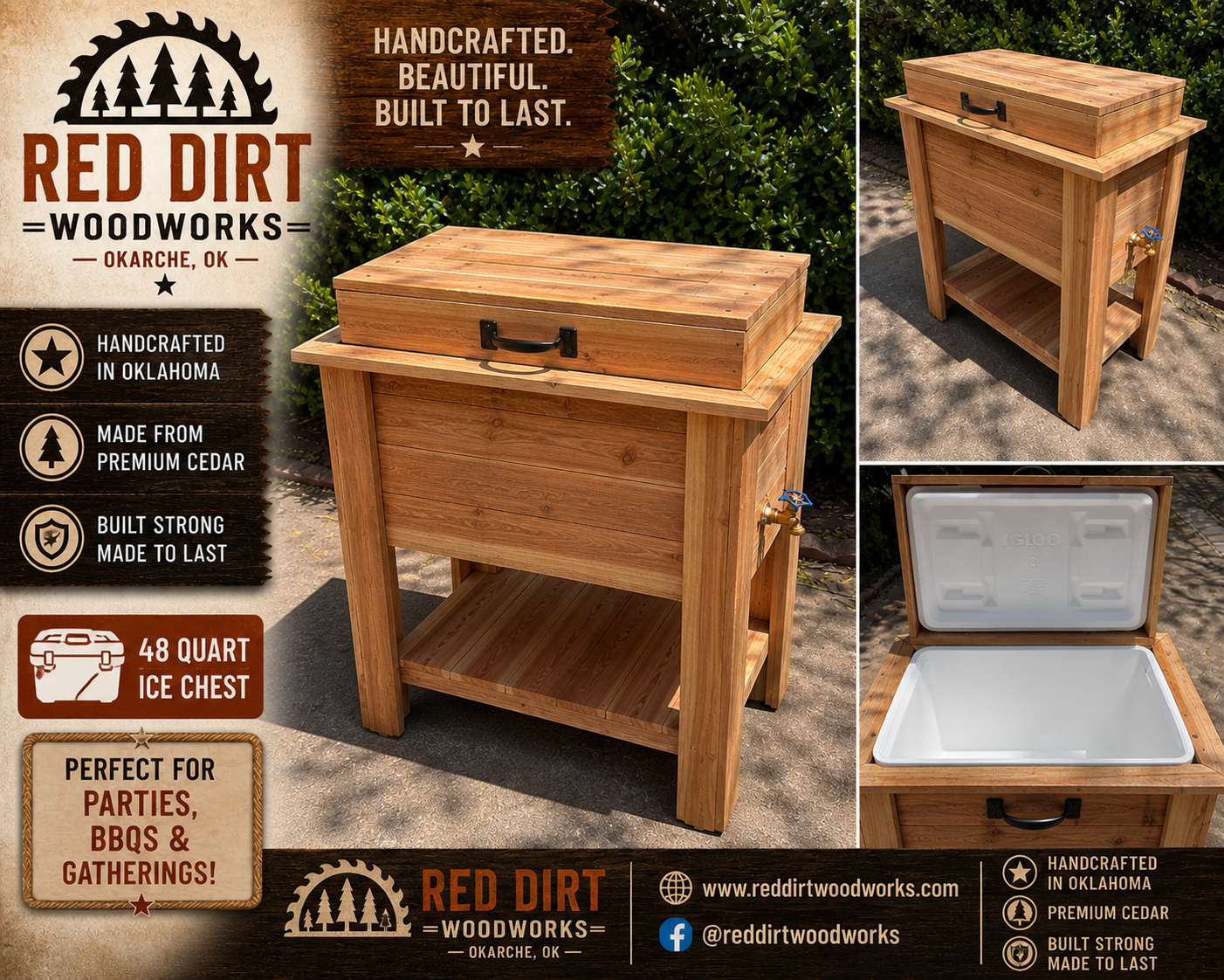 Cedar Ice Chest - 48 Qt – Red Dirt Woodworks